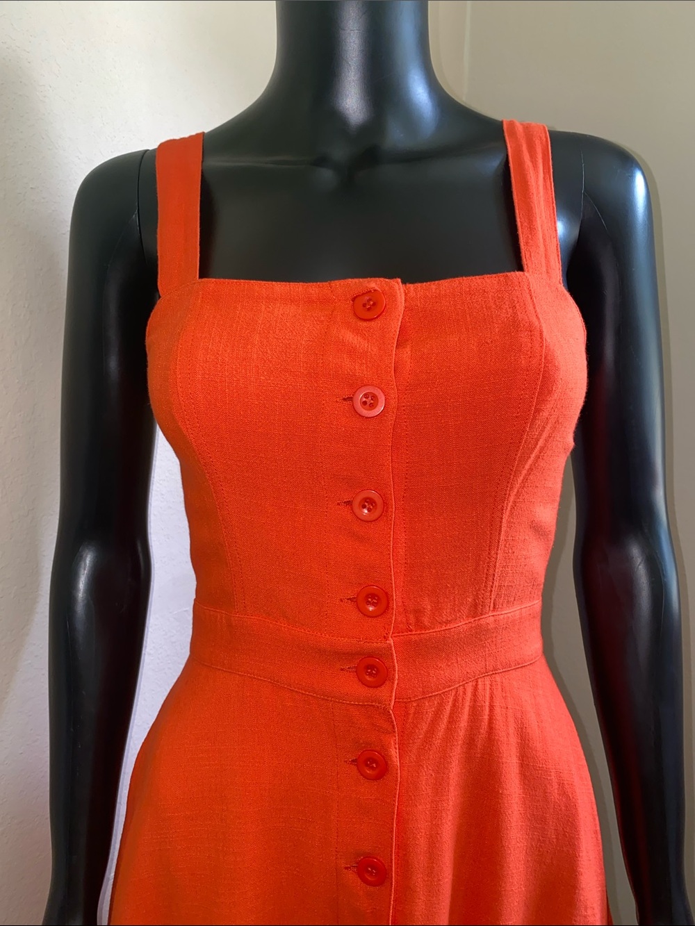 Lulu's Bright Orange Button-Front Mini Dress NWTs - Picture 3 of 15